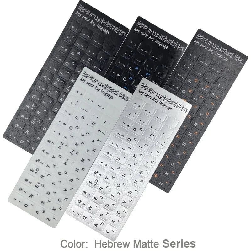 image-SR Standard Matte 3 in 1 Hebrew 15 Kinds Keyboard Stickers Language English Russian Letter Film for PC Laptop Accessories