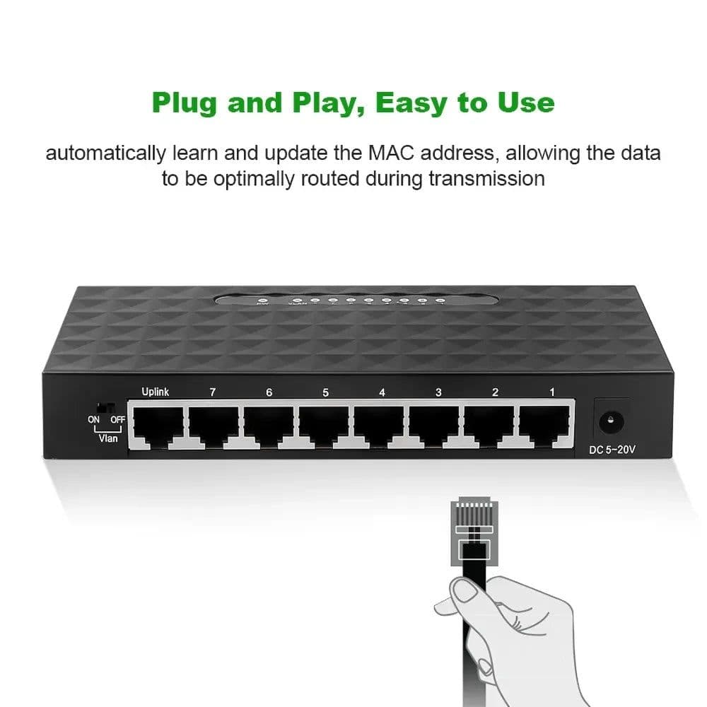 image-8 Port 1000Mbps Gigabit Network Switch Ethernet Smart Switcher High Performance RJ45 Hub Internet Splitter