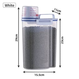 image-Dog Cat Food Pail Plastic Storage Tank with Measuring Cup Container Moisture-proof Sealed Jar Pet Supplies Accessories