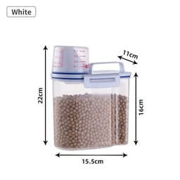 image-Dog Cat Food Pail Plastic Storage Tank with Measuring Cup Container Moisture-proof Sealed Jar Pet Supplies Accessories