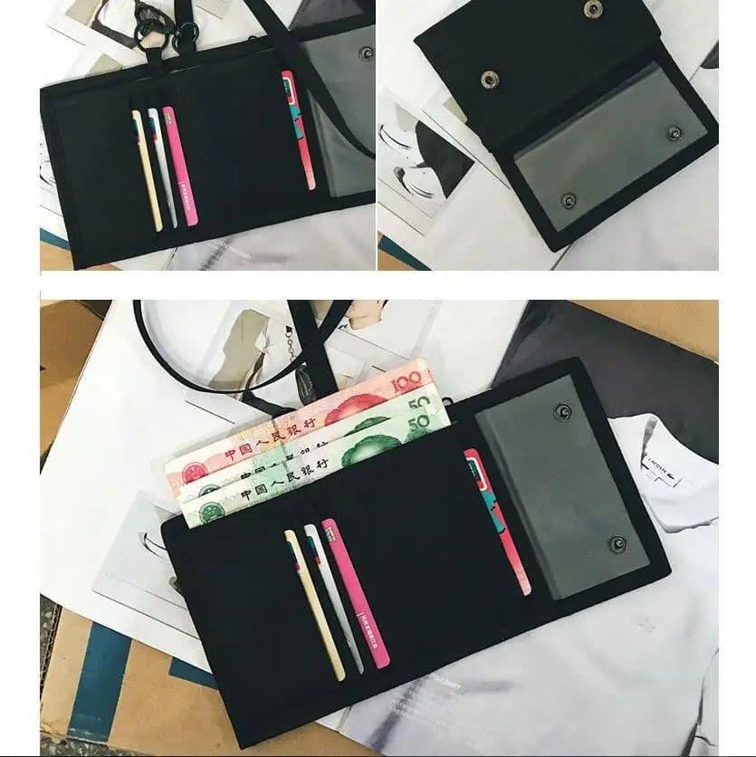 image-Fashion Wallets for Teens Hasp Zipper Canvas Male Coin Purse with Strap Credit Cards ID Holder Money Bags for Boys Girls
