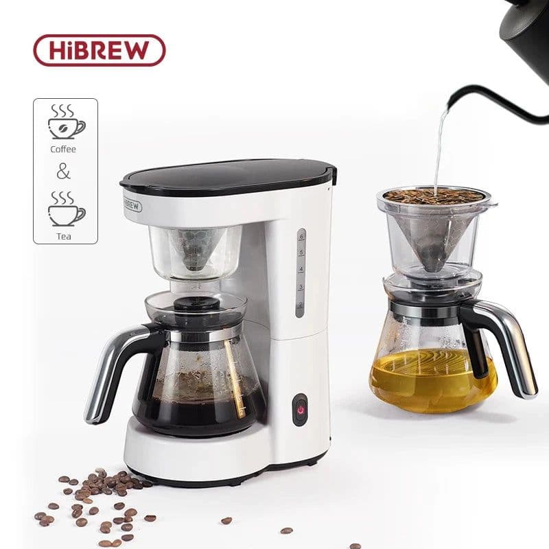 image-HiBREW 3 in 1 America Drip Coffee Machine Pour Over Coffee Maker Glass Teapot Hot Tea Maker 750ML H12