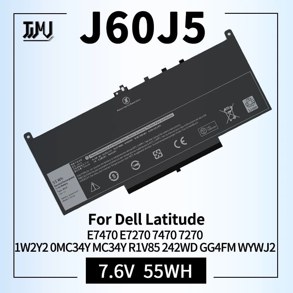 image-E7470 E7270 J60J5 Battery for Dell Latitude 7470 7270 Laptop Battery 1W2Y2 0MC34Y MC34Y R1V85 242WD GG4FM WYWJ2 451-BBSX BBSY