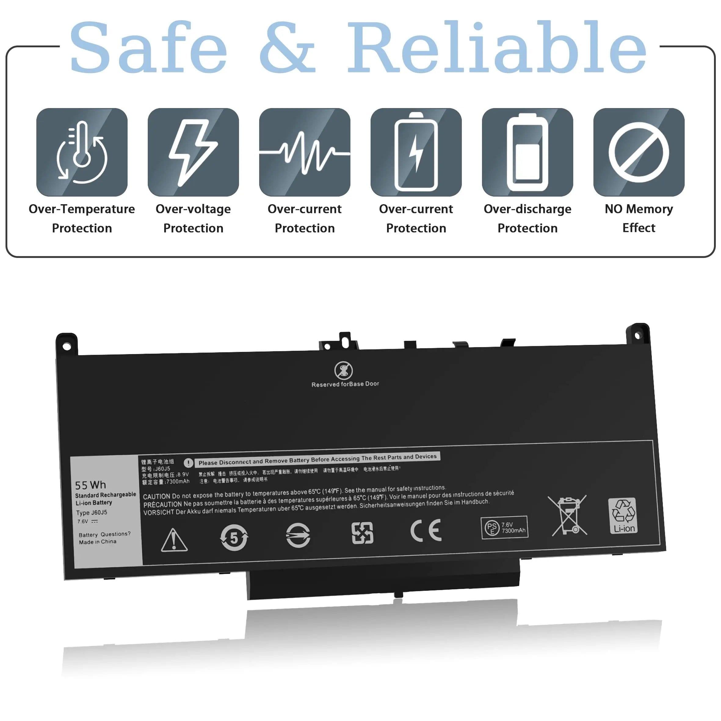 image-E7470 E7270 J60J5 Battery for Dell Latitude 7470 7270 Laptop Battery 1W2Y2 0MC34Y MC34Y R1V85 242WD GG4FM WYWJ2 451-BBSX BBSY