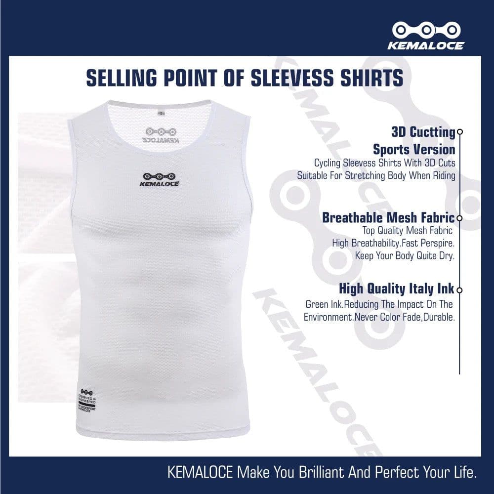 image-KEMALOCE Cycling Base Layer Sleevess Breathable White 2023 Cool Cycle Sleevess Vest Quick Dry Summer MTB Vest Bike Undershirts