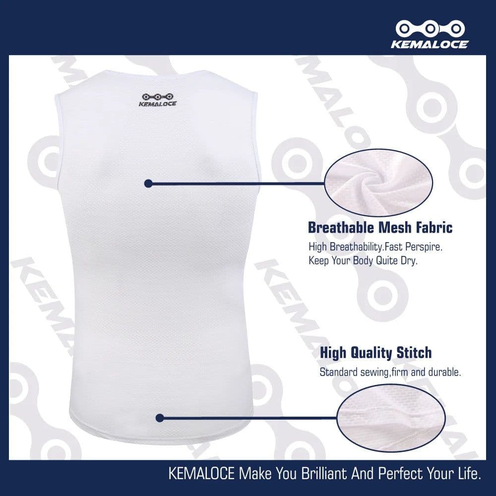 image-KEMALOCE Cycling Base Layer Sleevess Breathable White 2023 Cool Cycle Sleevess Vest Quick Dry Summer MTB Vest Bike Undershirts