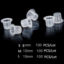 image-100 PCS Plastic Disposable Microblading Tattoo Ink Cups S/M/L Permanent Makeup Pigment Clear Holder Container Cap