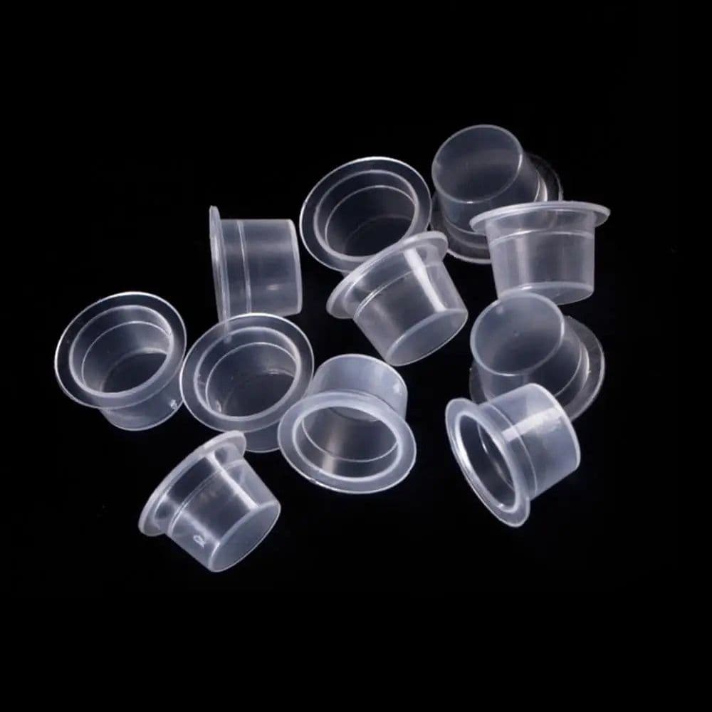 image-100 PCS Plastic Disposable Microblading Tattoo Ink Cups S/M/L Permanent Makeup Pigment Clear Holder Container Cap