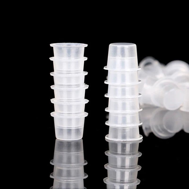 image-100 PCS Plastic Disposable Microblading Tattoo Ink Cups S/M/L Permanent Makeup Pigment Clear Holder Container Cap