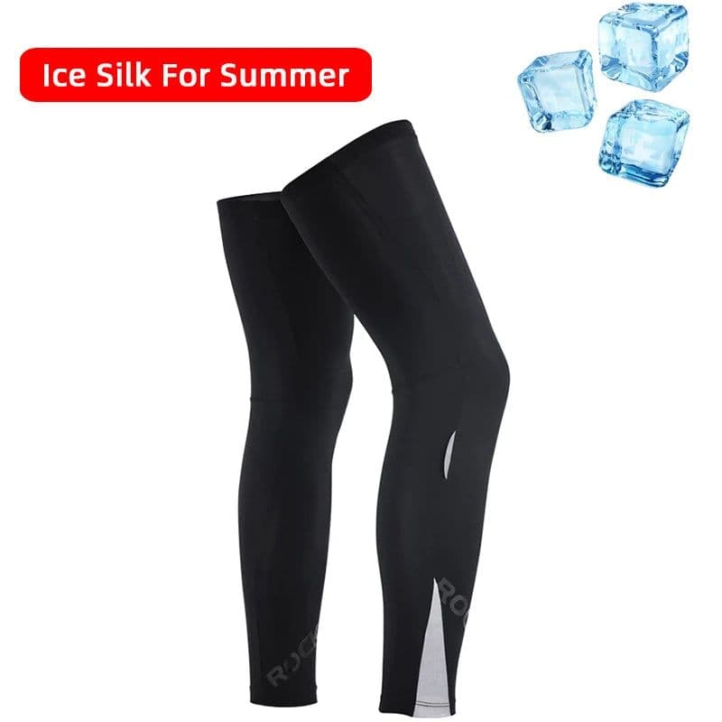 image-ROCKBROS Anti UV400 Cycling Leg Warmers Compression Knee Pad Protector Leg Sleeves Outdoor Sports Safety Soccer Running Leggings