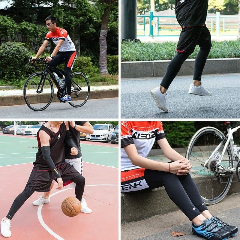 image-ROCKBROS Anti UV400 Cycling Leg Warmers Compression Knee Pad Protector Leg Sleeves Outdoor Sports Safety Soccer Running Leggings