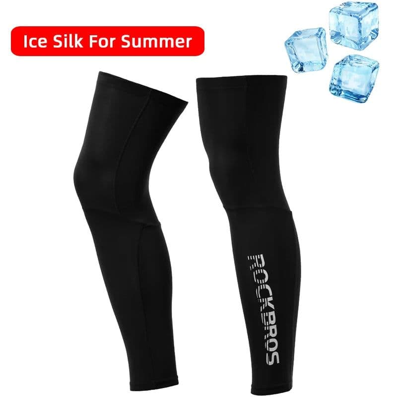 image-ROCKBROS Anti UV400 Cycling Leg Warmers Compression Knee Pad Protector Leg Sleeves Outdoor Sports Safety Soccer Running Leggings