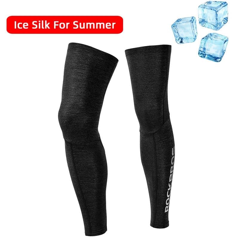 image-ROCKBROS Anti UV400 Cycling Leg Warmers Compression Knee Pad Protector Leg Sleeves Outdoor Sports Safety Soccer Running Leggings