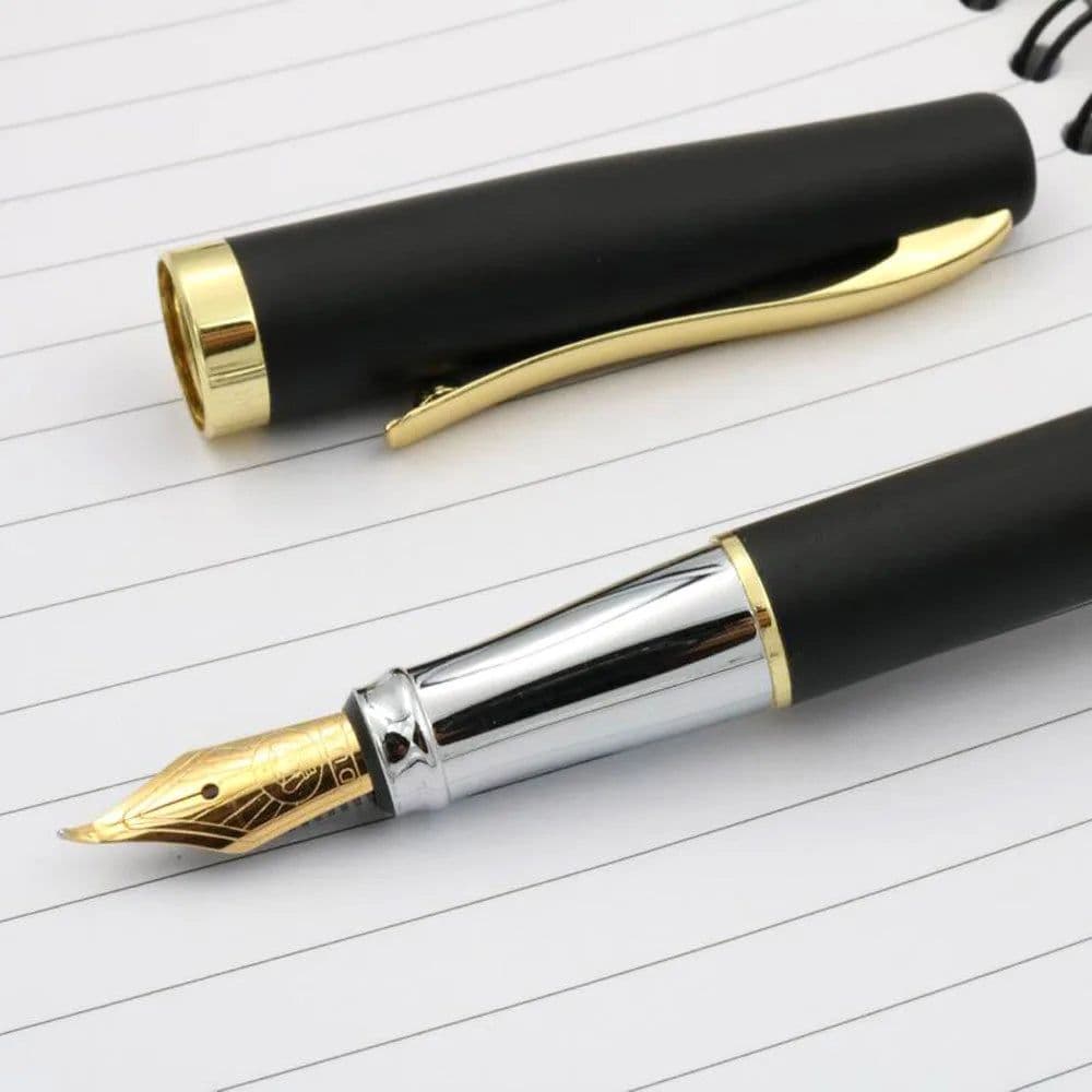image-Classic Duke 209 Fountain Pen Golden Matte Black 1.0MM Bent Fude Nib Ink Business Stationary