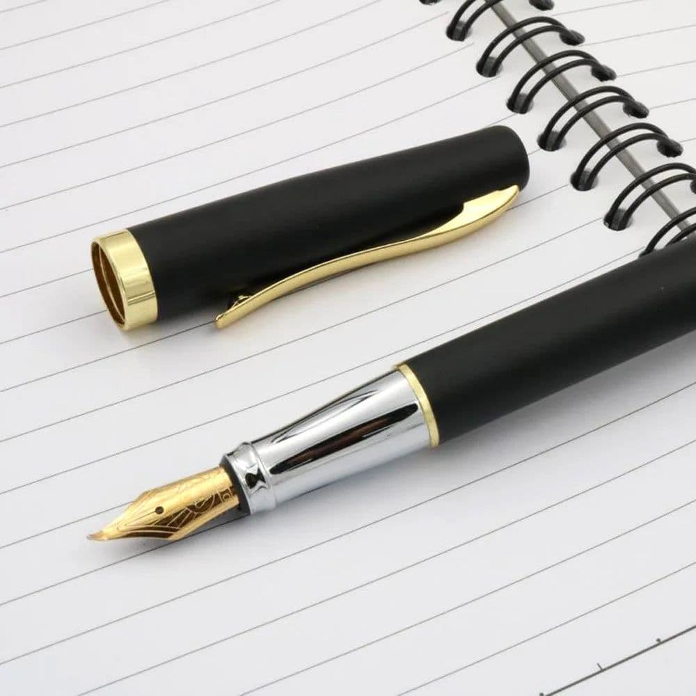 image-Classic Duke 209 Fountain Pen Golden Matte Black 1.0MM Bent Fude Nib Ink Business Stationary