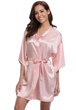 image-RB032 2018 New Silk Kimono Robe Bathrobe Women Silk Bridesmaid Robes Sexy Navy Blue Robes Satin Robe Ladies Dressing Gowns