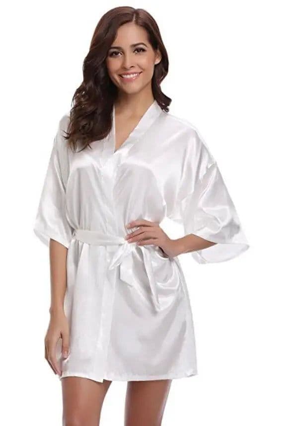 image-RB032 2018 New Silk Kimono Robe Bathrobe Women Silk Bridesmaid Robes Sexy Navy Blue Robes Satin Robe Ladies Dressing Gowns