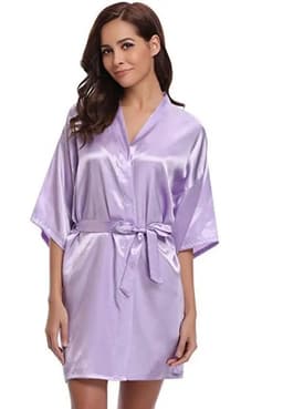image-RB032 2018 New Silk Kimono Robe Bathrobe Women Silk Bridesmaid Robes Sexy Navy Blue Robes Satin Robe Ladies Dressing Gowns