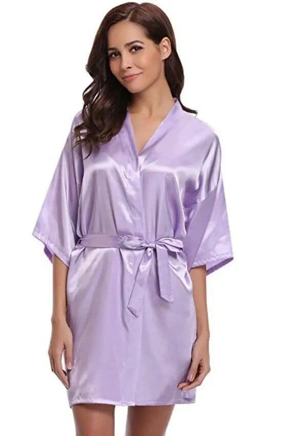 image-RB032 2018 New Silk Kimono Robe Bathrobe Women Silk Bridesmaid Robes Sexy Navy Blue Robes Satin Robe Ladies Dressing Gowns