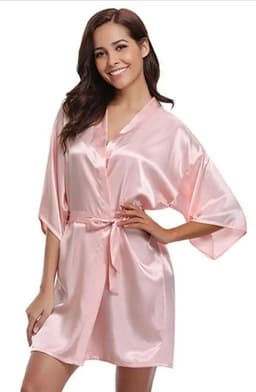 image-RB032 2018 New Silk Kimono Robe Bathrobe Women Silk Bridesmaid Robes Sexy Navy Blue Robes Satin Robe Ladies Dressing Gowns