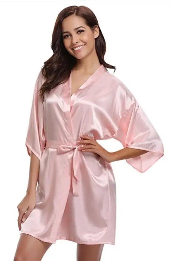 image-RB032 2018 New Silk Kimono Robe Bathrobe Women Silk Bridesmaid Robes Sexy Navy Blue Robes Satin Robe Ladies Dressing Gowns