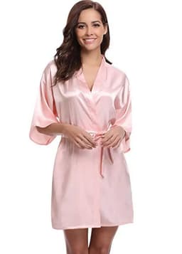 image-RB032 2018 New Silk Kimono Robe Bathrobe Women Silk Bridesmaid Robes Sexy Navy Blue Robes Satin Robe Ladies Dressing Gowns
