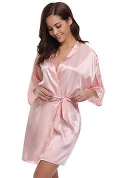 image-RB032 2018 New Silk Kimono Robe Bathrobe Women Silk Bridesmaid Robes Sexy Navy Blue Robes Satin Robe Ladies Dressing Gowns