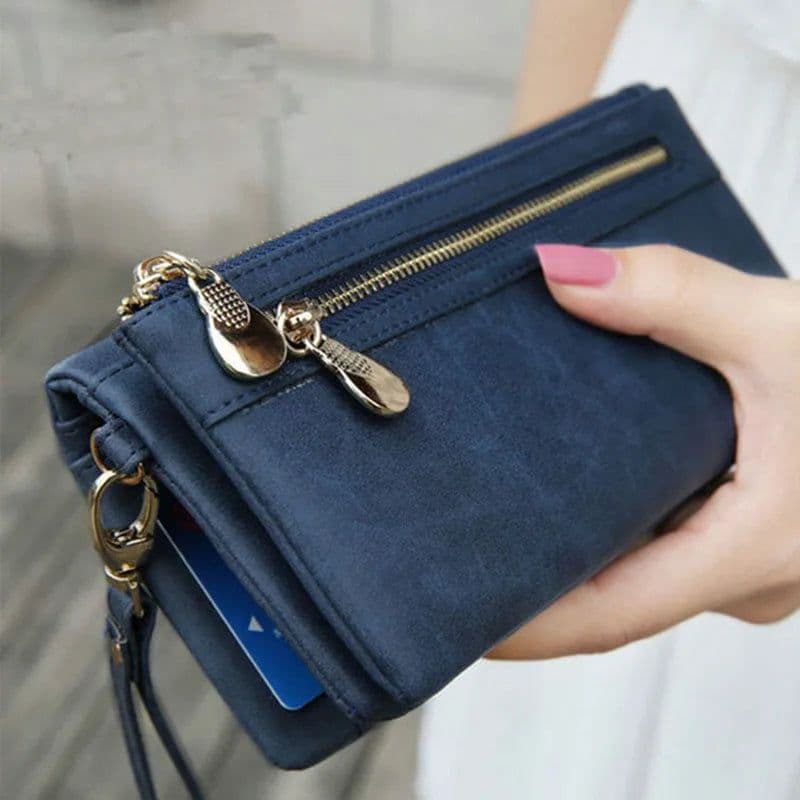 image-PUOU 2020 Fashion Zipper Purses Women's Wallets Envelop Long Wallet Women Long Section Clutch Wallet Soft PU Leather Money Bag