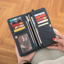 image-PUOU 2020 Fashion Zipper Purses Women's Wallets Envelop Long Wallet Women Long Section Clutch Wallet Soft PU Leather Money Bag