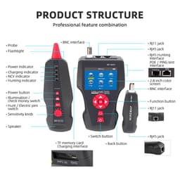 image-Original Noyafa NF-8601W Multifunction Network Cable Tester RJ45 RJ11 BNC POE PING Crosstalk Test Network Wire Cable Tracker