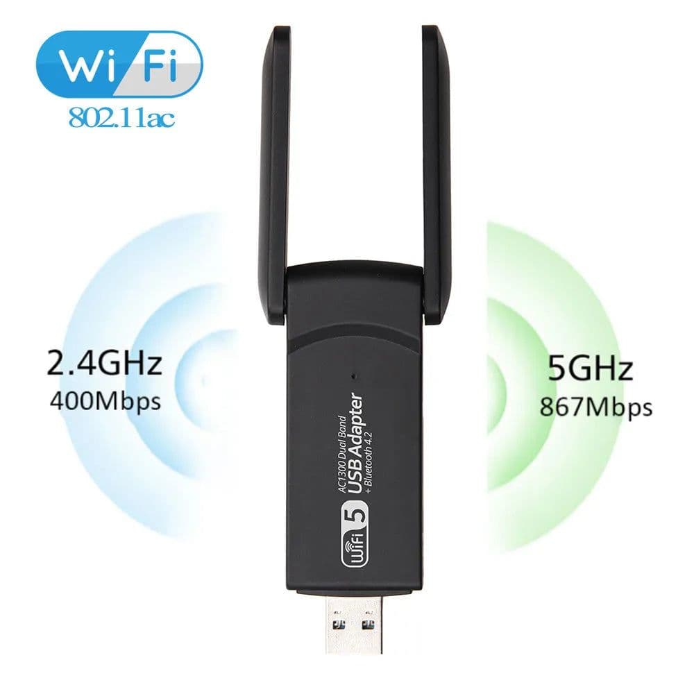 image-Wireless USB 1300Mbps WiFi Adapter Dual Band 2.4G 5Ghz USB 3.0 WIFI USB Adapter 802.11ac With Antenna BT4.2 For Desktop Laptop
