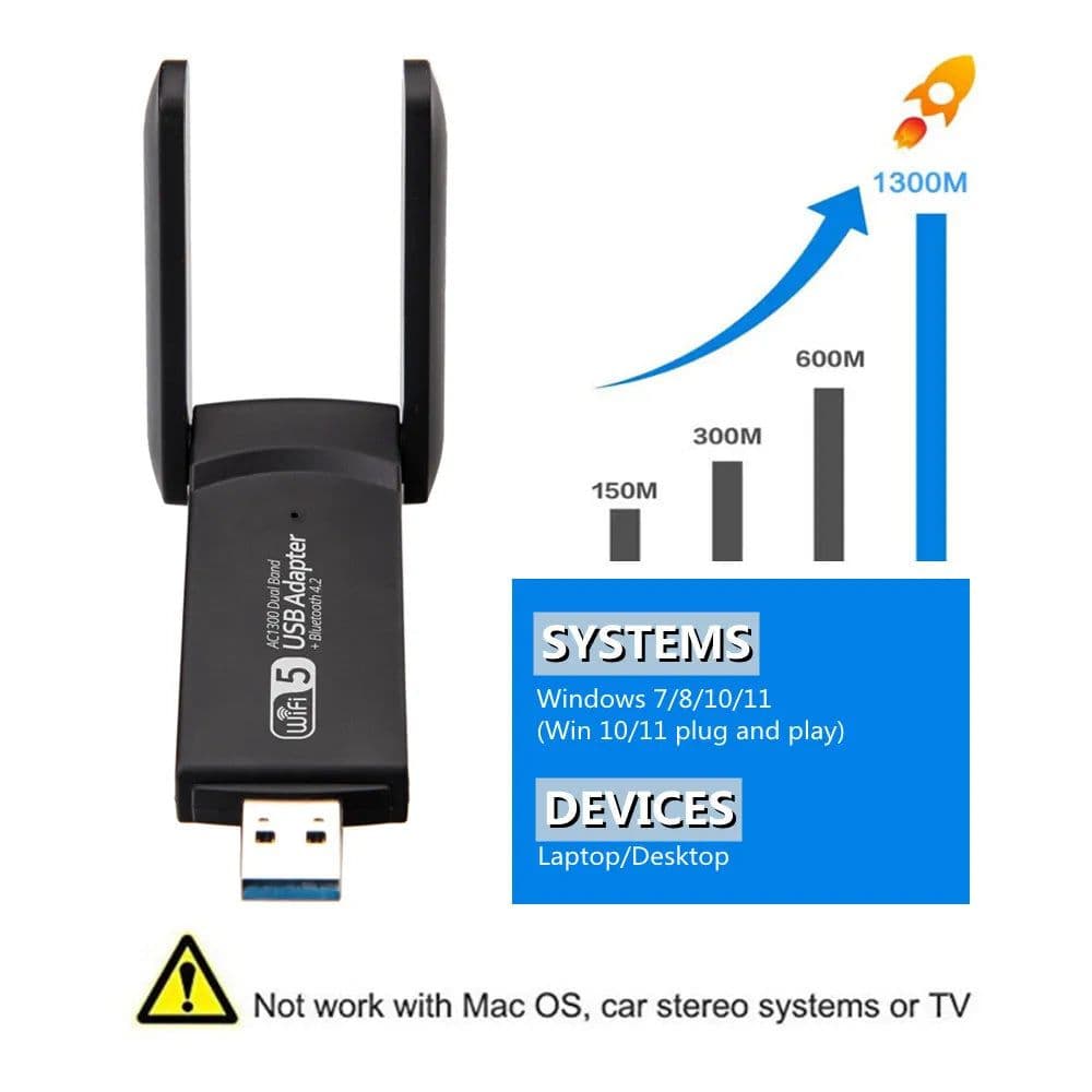 image-Wireless USB 1300Mbps WiFi Adapter Dual Band 2.4G 5Ghz USB 3.0 WIFI USB Adapter 802.11ac With Antenna BT4.2 For Desktop Laptop