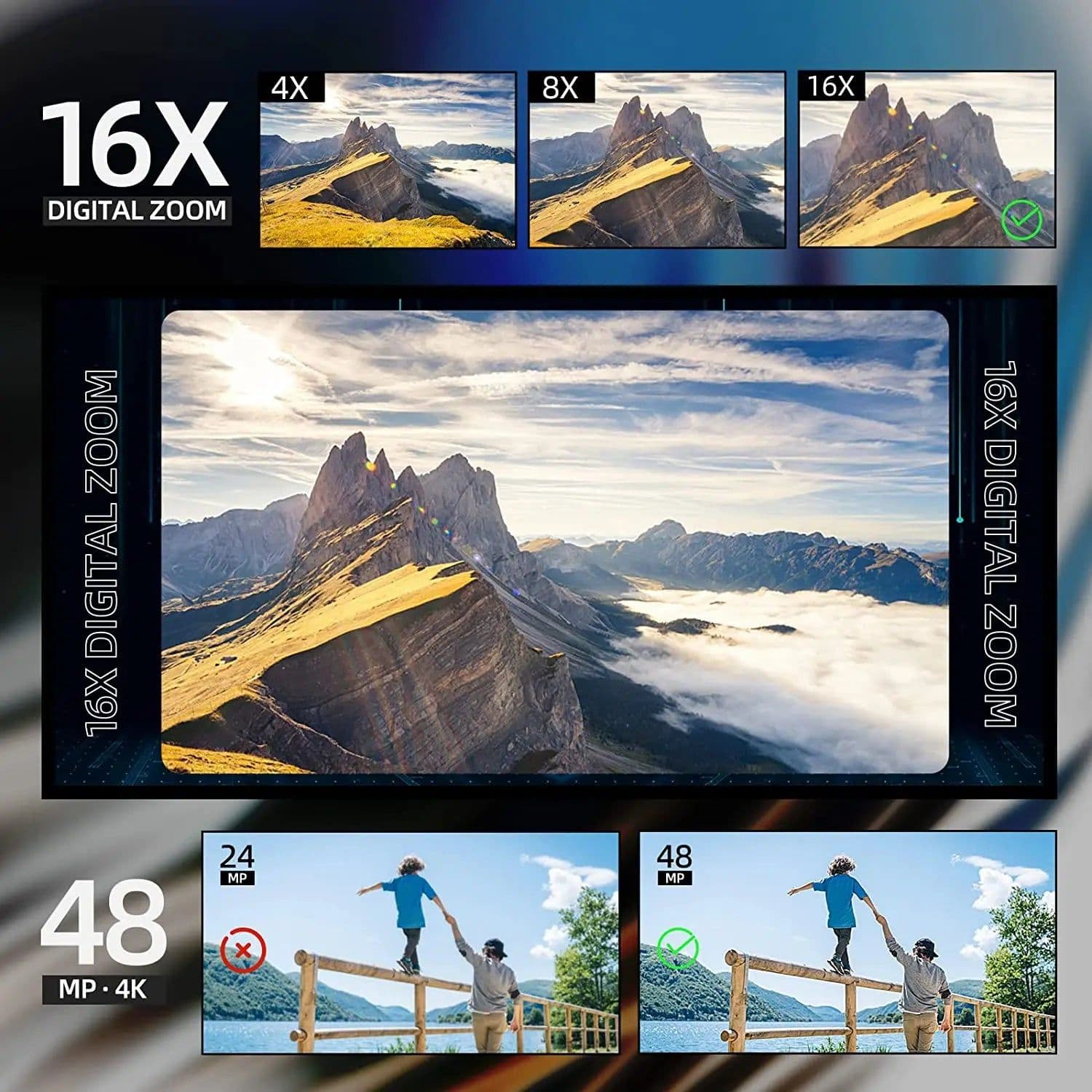 image-G-Anica Macro Lens 4K Digital Camera Flip Screen Selfie Camcorder 48MP Youtube Vlog WIFI Webcam Video Recorder 16X Digital Zoom