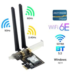 image-3000Mbps WiFi6E AX210 Bluetooth 5.3 Dual Band 2.4G/5GHz/6GHz WiFi Card 802.11AX/AC PCI Express Wireless Network Card Adapter PC