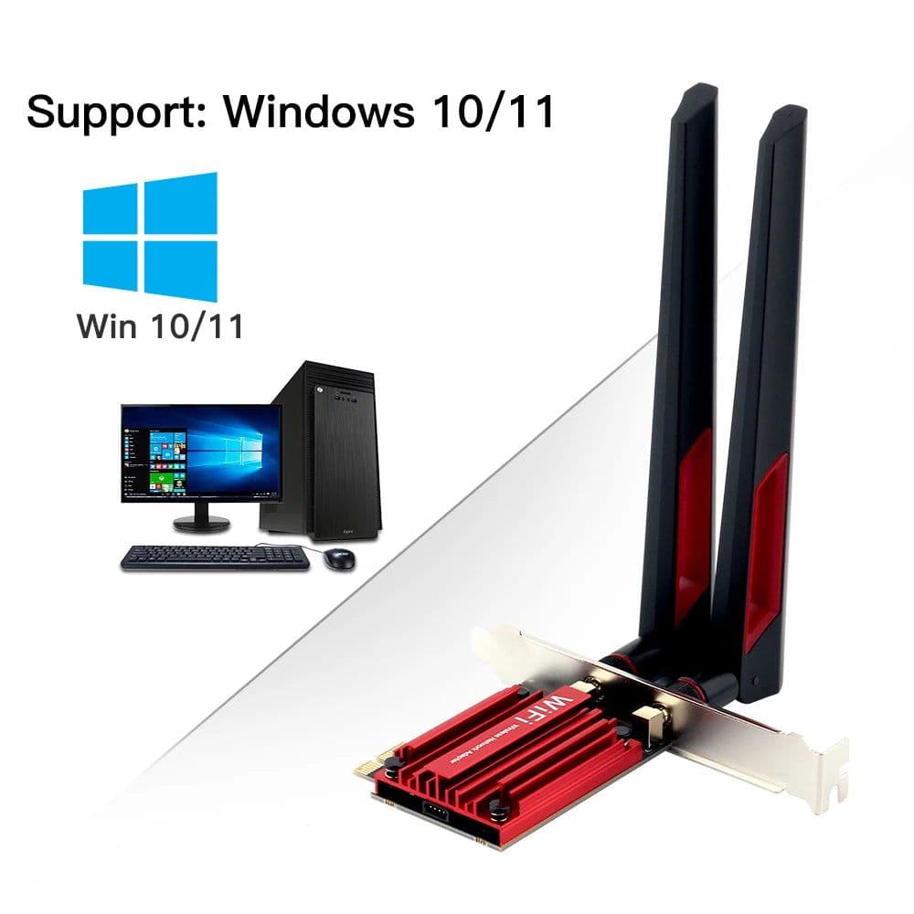 image-3000Mbps WiFi6E AX210 Bluetooth 5.3 Dual Band 2.4G/5GHz/6GHz WiFi Card 802.11AX/AC PCI Express Wireless Network Card Adapter PC