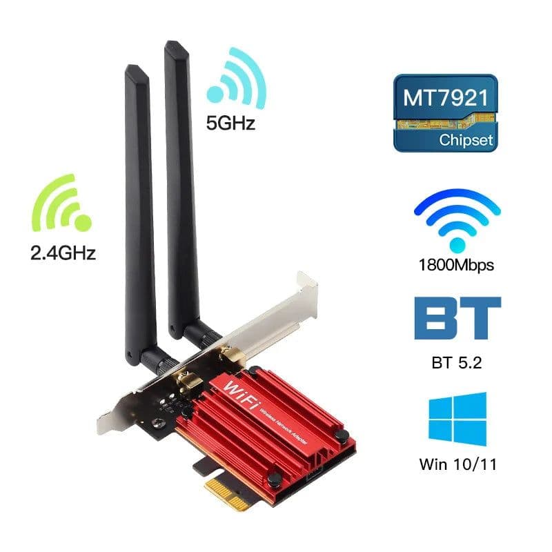 image-3000Mbps WiFi6E AX210 Bluetooth 5.3 Dual Band 2.4G/5GHz/6GHz WiFi Card 802.11AX/AC PCI Express Wireless Network Card Adapter PC