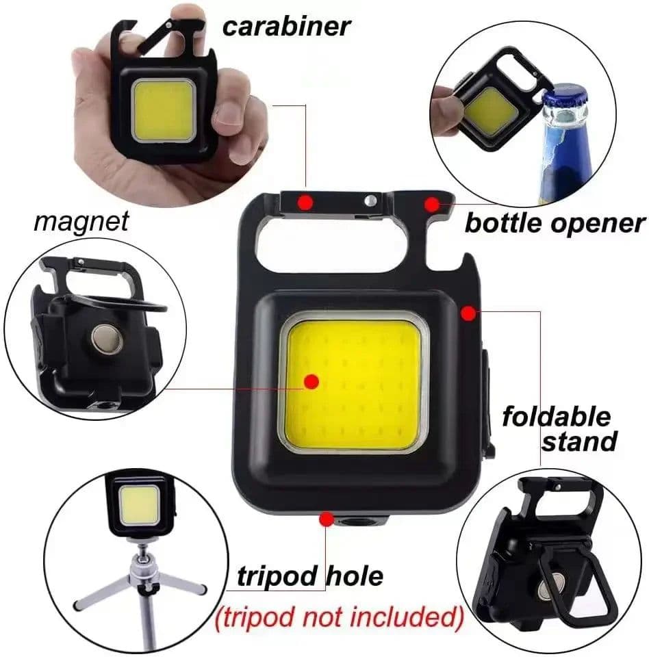 image-COB Lantern Mutifuction Portable Flashlight Pocket Work Light Outdorr Camping Fishing Climbing LED Light Bottle Opener, Hook
