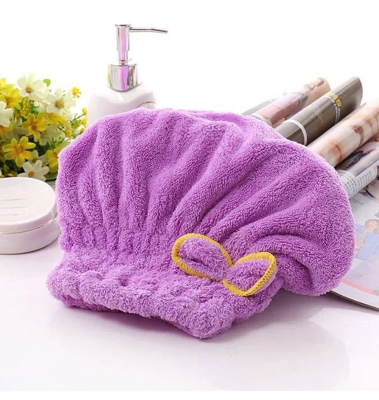 image-1pc Microfibre Bowknot Wrap Towel Quick Hair Drying Bath Towels Spa Bowknot Wrap Towel Hat Cap for Bath Bathroom Accessories