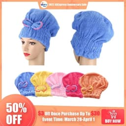 image-1pc Microfibre Bowknot Wrap Towel Quick Hair Drying Bath Towels Spa Bowknot Wrap Towel Hat Cap for Bath Bathroom Accessories