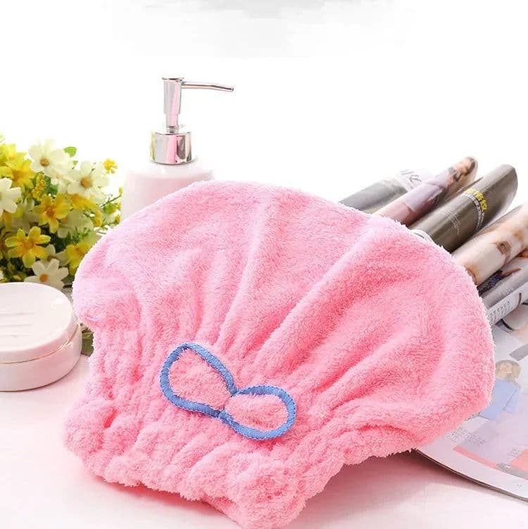 image-1pc Microfibre Bowknot Wrap Towel Quick Hair Drying Bath Towels Spa Bowknot Wrap Towel Hat Cap for Bath Bathroom Accessories
