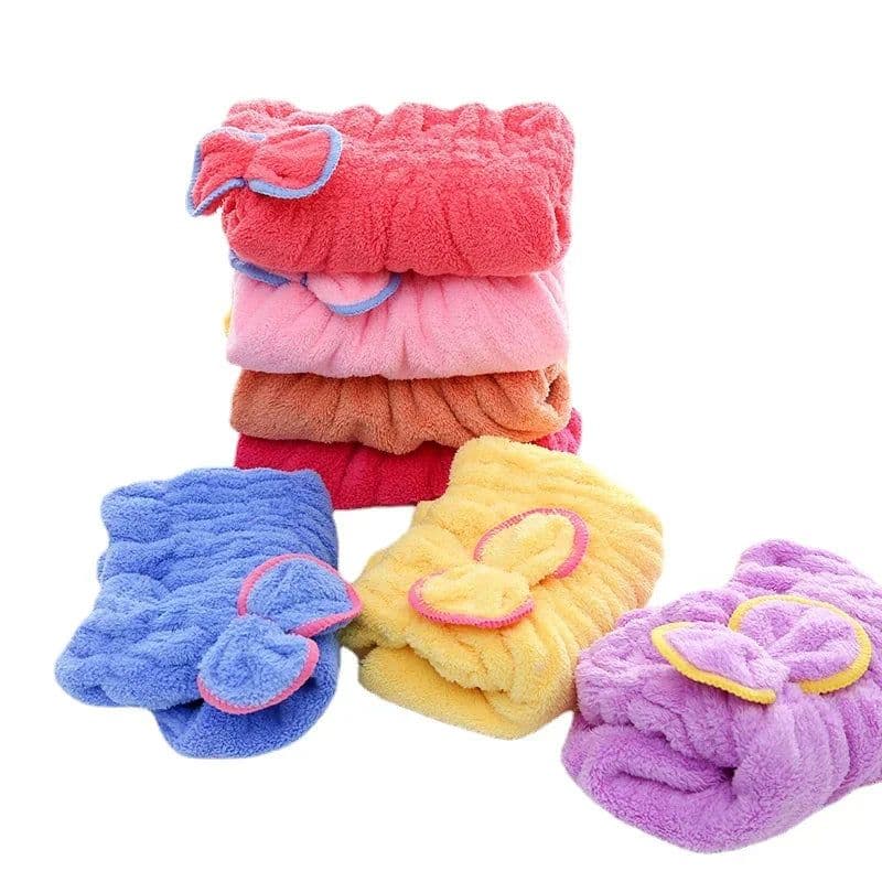 image-1pc Microfibre Bowknot Wrap Towel Quick Hair Drying Bath Towels Spa Bowknot Wrap Towel Hat Cap for Bath Bathroom Accessories