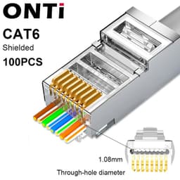 image-ONTi RJ45 Cat7/6/6A/5E Connector , RJ45 Crimper Tool Pass Through Crimp with Replacement Blade Ethernet Cable Stripper