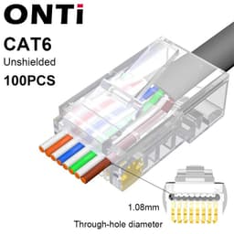 image-ONTi RJ45 Cat7/6/6A/5E Connector , RJ45 Crimper Tool Pass Through Crimp with Replacement Blade Ethernet Cable Stripper