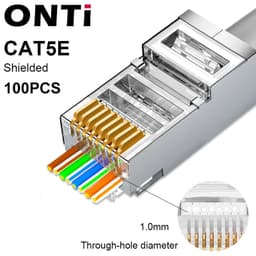 image-ONTi RJ45 Cat7/6/6A/5E Connector , RJ45 Crimper Tool Pass Through Crimp with Replacement Blade Ethernet Cable Stripper