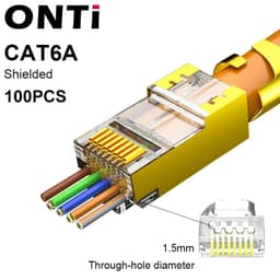 image-ONTi RJ45 Cat7/6/6A/5E Connector , RJ45 Crimper Tool Pass Through Crimp with Replacement Blade Ethernet Cable Stripper
