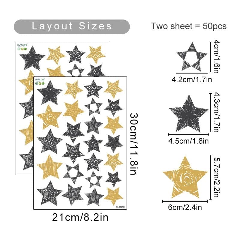 image-Boho Cartoon Elephant Giraffe Stars Height Measurement Wall Sticker Vinyl Nursery Watercolor Wall Decals Kids Room Home Decor