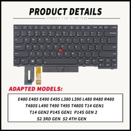 image-Laptop Replacement Keyboard for Lenovo ThinkPad E480 E485 E490 E495 L380 L390 L480 R480 T480S L490 T490 T495 01YP400 01YP280