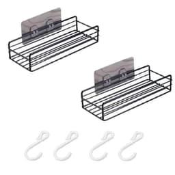 image-Bathroom kitchen Punch Corner Frame Shower Shelf Wrought Iron Shampoo Storage Rack Holder with Suction Cup bathroom accessories