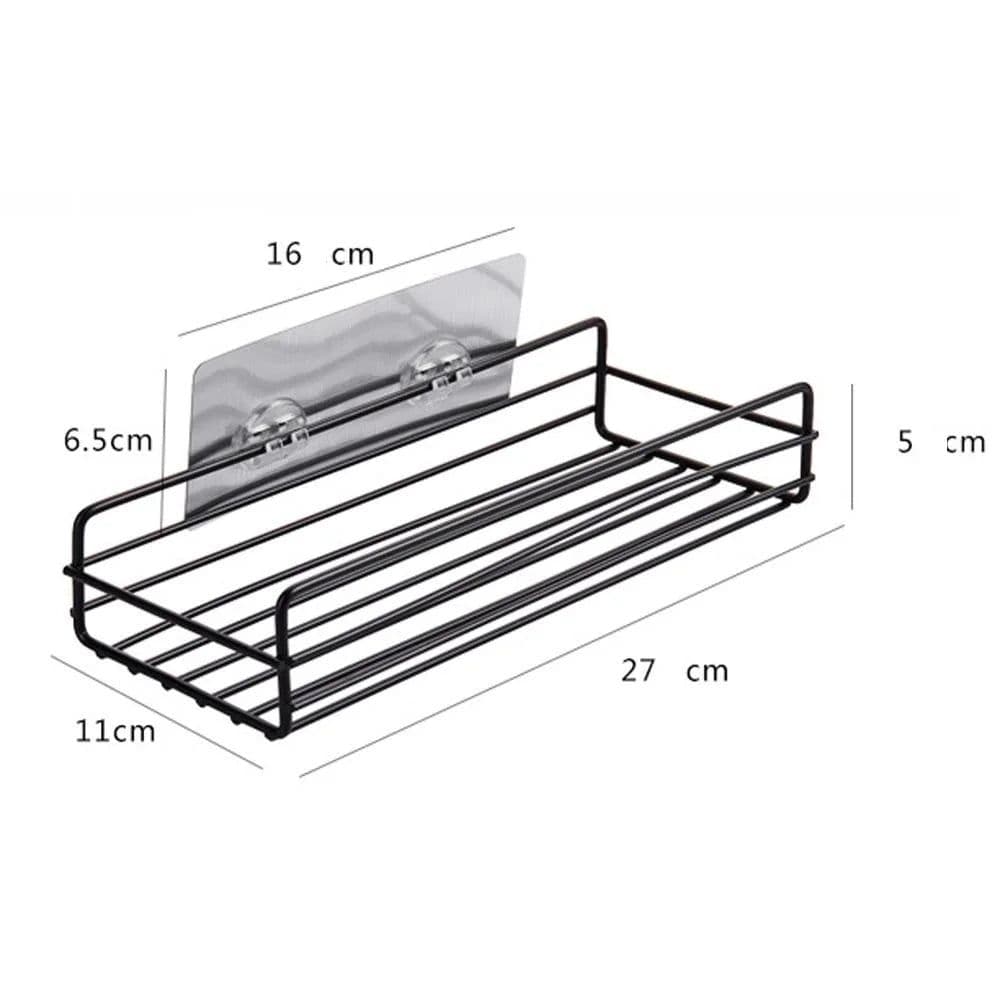image-Bathroom kitchen Punch Corner Frame Shower Shelf Wrought Iron Shampoo Storage Rack Holder with Suction Cup bathroom accessories