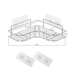 image-Bathroom kitchen Punch Corner Frame Shower Shelf Wrought Iron Shampoo Storage Rack Holder with Suction Cup bathroom accessories